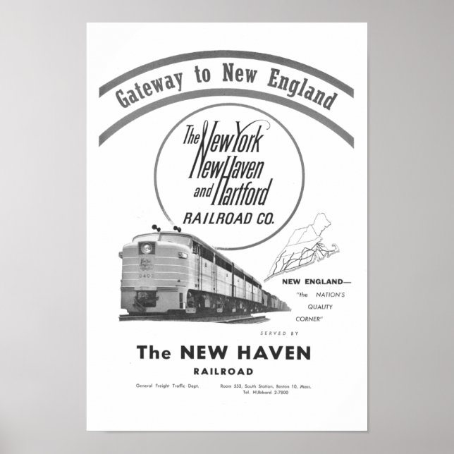 Pôster New Haven Railroad Gateway To New England 1950 (Frente)