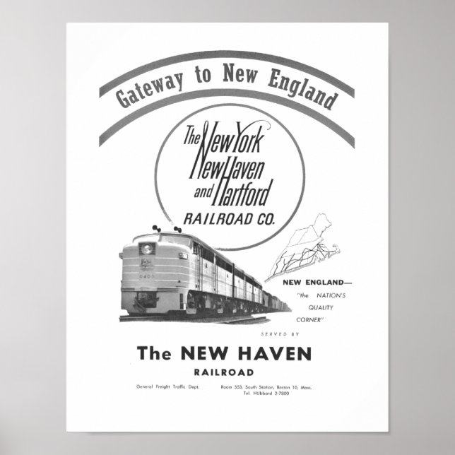 Poster New Haven Railroad Gateway To New England 1950 (Frente)