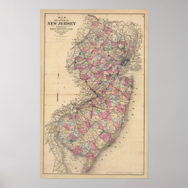 Poster New Jersey Atlas map (Frente)