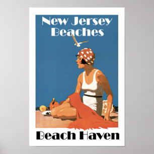 Poster New-jersey encalha o abrigo da praia do ~
