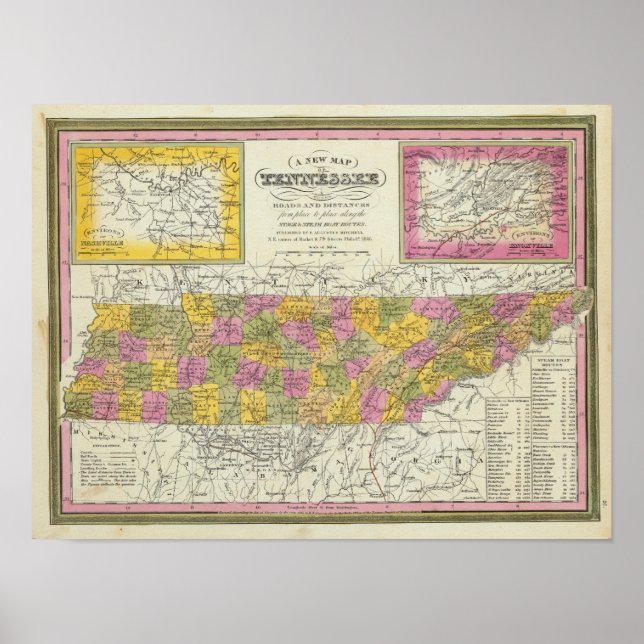 Poster New Map Of Tennessee (Frente)