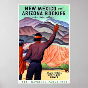 Poster New mexico e arizona Montanhas Rochosas, viagens