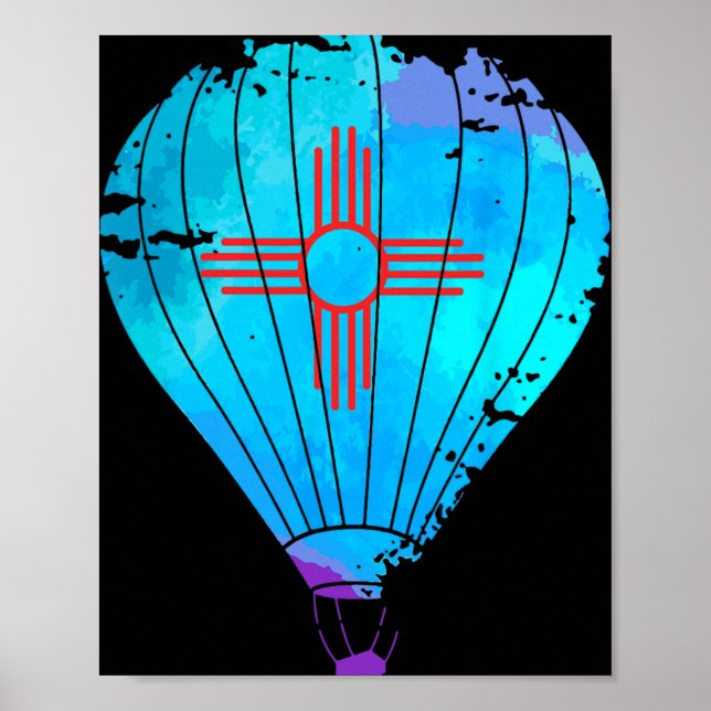 Poster New Mexico Festival Hot Air Balloon Zia Gift  (Frente)