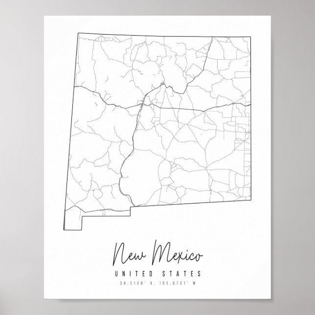 Poster New Mexico Minimal Street Map (Frente)