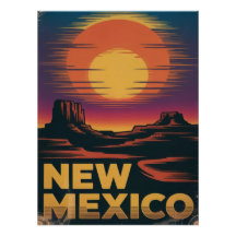 New Mexico Sunset Vintage Poster Rocky Formations