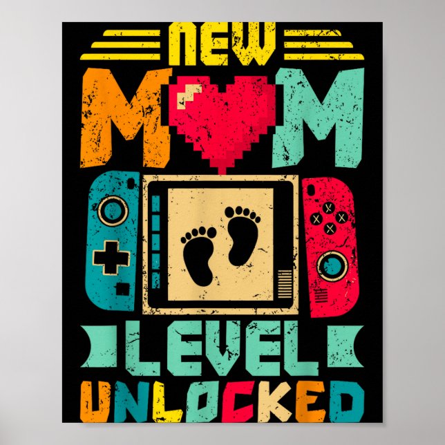 Poster New Mom Level Unlocked Gamer Valentine's  (Frente)
