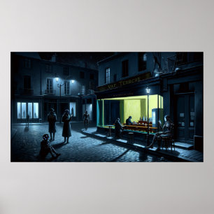 Poster "New Nighthawks em Café Terrace no inverno"