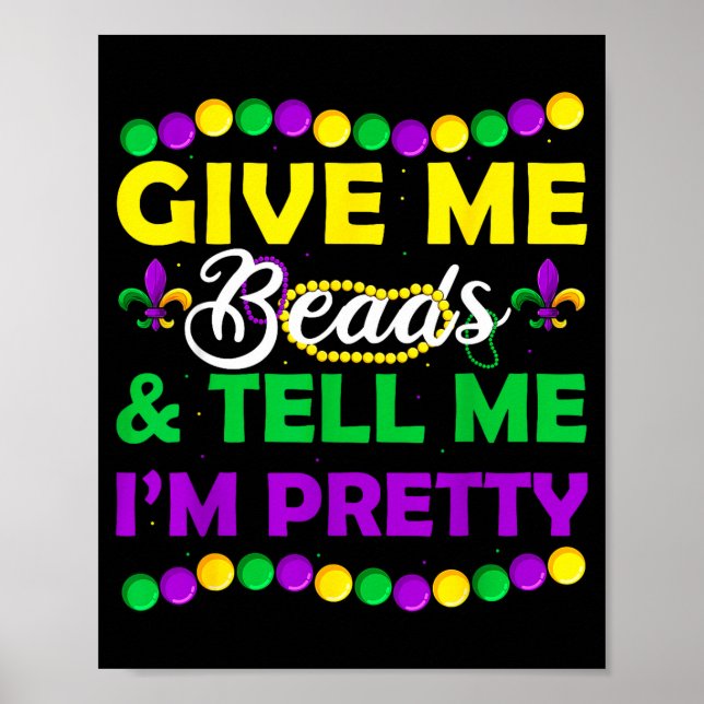 Poster New Orleans Beads Mardi Gras Party Apparel Funny W (Frente)