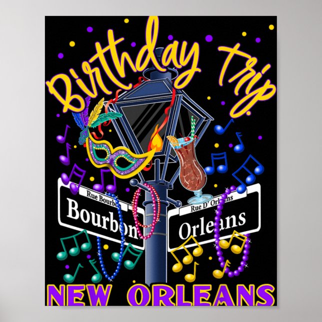 Poster New Orleans Birthday Trip French Quarter Girls Tri (Frente)