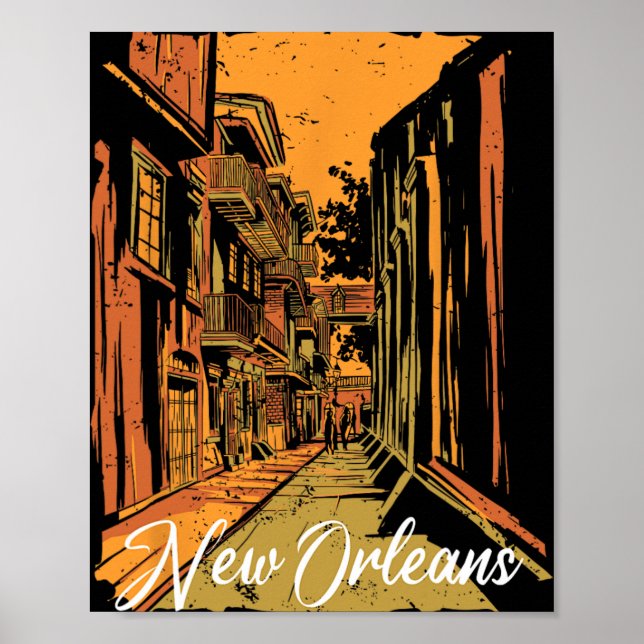Poster New Orleans Bourbon Street Souvenir French Quarter (Frente)