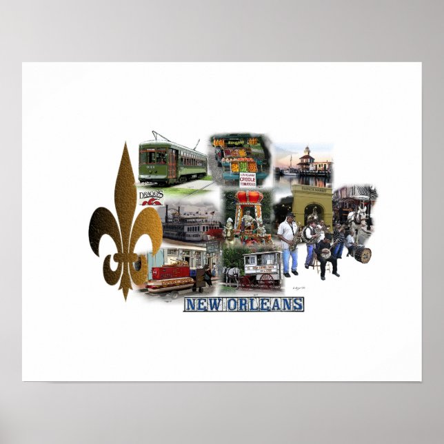Poster New Orleans Famous Landmarks and Scenes (Frente)