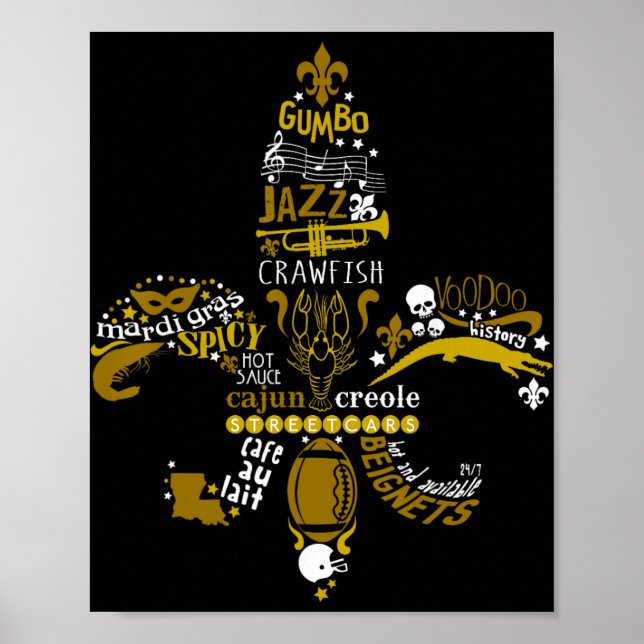 Poster New Orleans Fleur-de-lis Southern Life Men Women  (Frente)