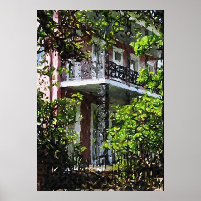 Poster New Orleans Iron Balconies Garden District Impress (Frente)