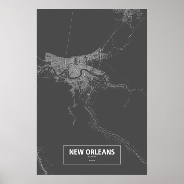 Poster New Orleans, Louisiana (branco a preto) (Frente)