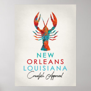 Poster New Orleans Louisiana Crawfish Bright