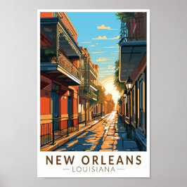 Poster New Orleans Louisiana Quarter Viagem Art francês