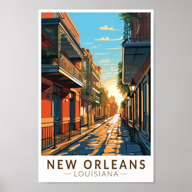 Poster New Orleans Louisiana Quarter Viagem Art francês (Frente)