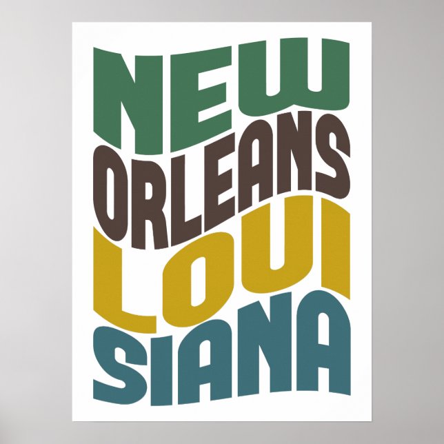 Pôster New Orleans Louisiana Retro Wave (Frente)