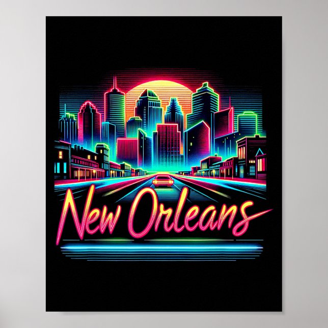 Poster New Orleans Louisiana Shirt La 80s 90s Retro City  (Frente)