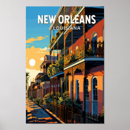 Poster New Orleans Louisiana Viagem Art Vintage