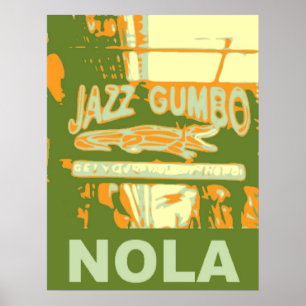 Pôster New Orleans Nola Jazz Gumbo
