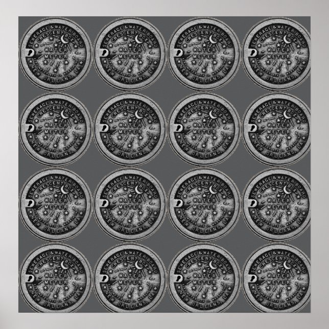Poster New Orleans Water Meter Wall Art (Frente)