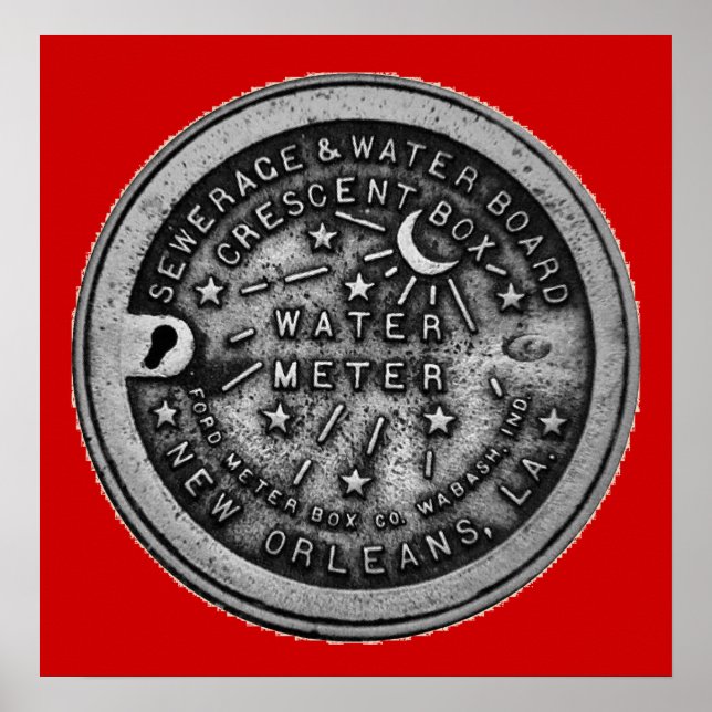 Pôster New Orleans Water Meter Wall Art (Frente)