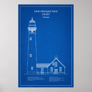 Poster New Presque Isle Lighthouse - Michigan - AD