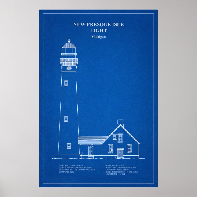 Poster New Presque Isle Lighthouse - Michigan - AD (Frente)