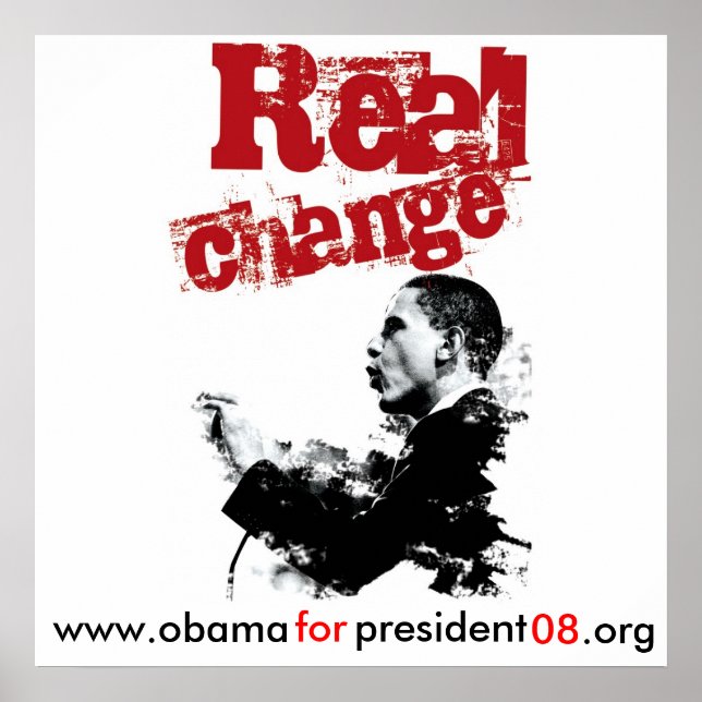 Pôster NEW Real Change_RED, www.obama, para, presidente,. (Frente)
