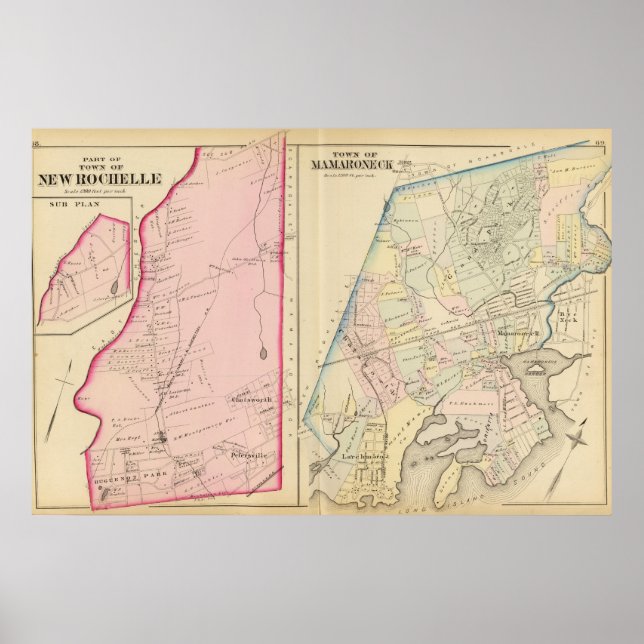 Poster New Rochelle, Mamaroneck, Nova Iorque (Frente)