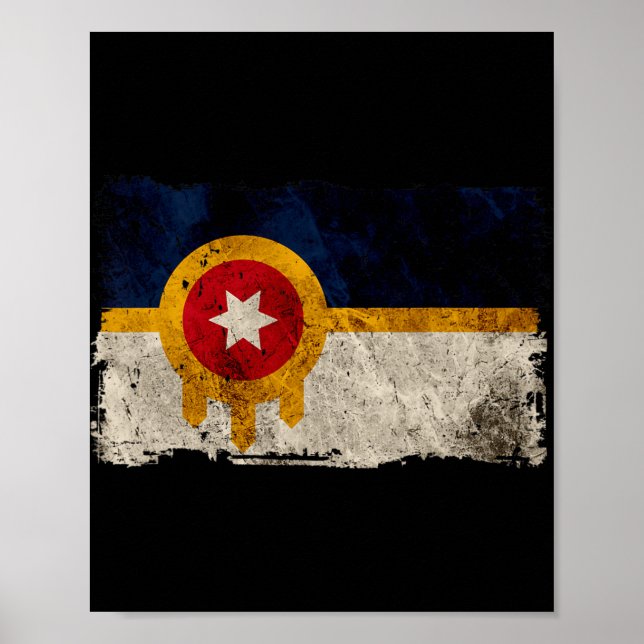 Poster New Tulsa Flag Vintage Distressed Tulsa Oklahoma  (Frente)