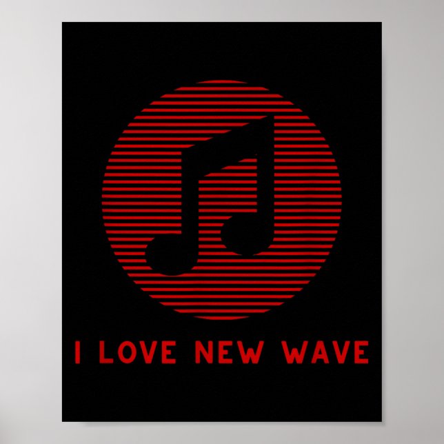 Poster New Wave Music Red And Black Funny 70's 80's Music (Frente)