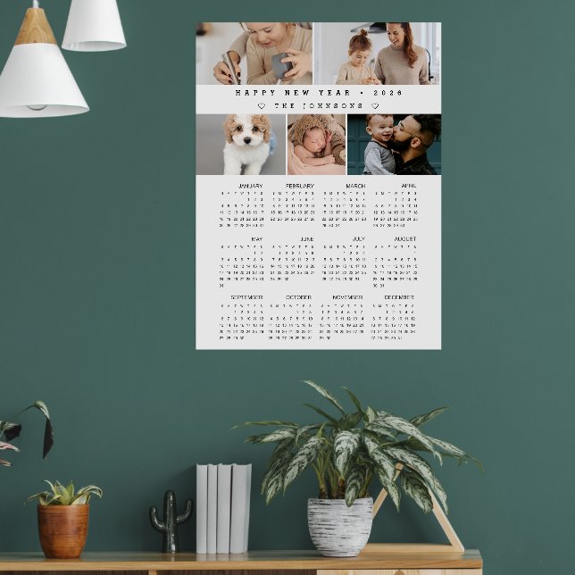 Poster New Year 12 Month Custom Photos 2026 Calendar (Sala de Estar 1)
