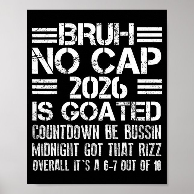 Poster New Year 2026 Bruh No Cap Countdown Bussin Funny R (Frente)