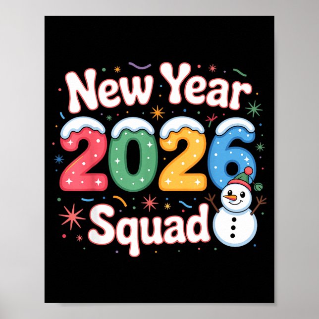 Poster New Year 2026 Squad Funny Snowman Holiday Celebrat (Frente)