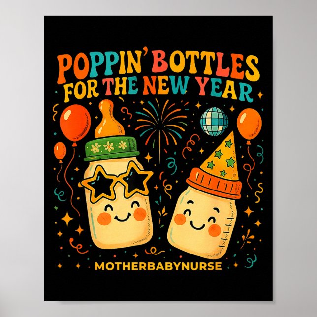 Poster New Year Celebration Pn Bottles Mother Baby Nicu N (Frente)
