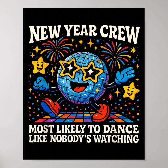 Poster New Year Crew Most Likely To Dance Retro Party  (Frente)