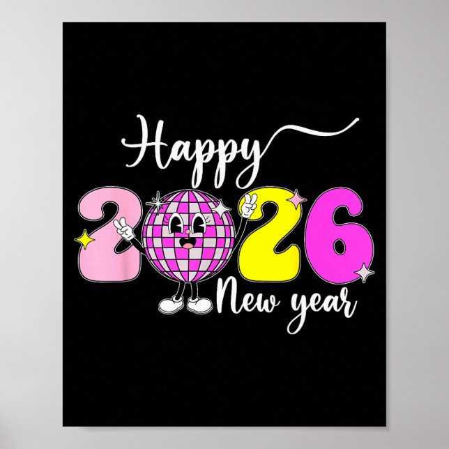 Poster New Year's Eve Hello 2026 Happy New Year 2026 Disc (Frente)