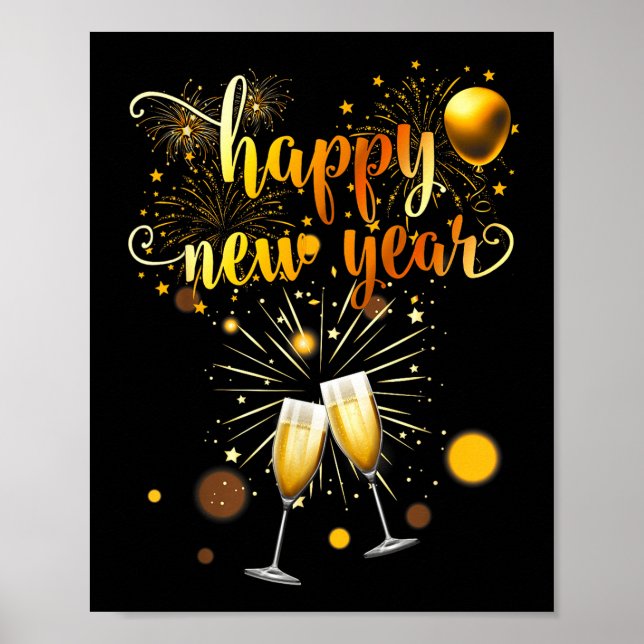 Poster New Years Eve Party Supplies 2026 Happy New Year F (Frente)