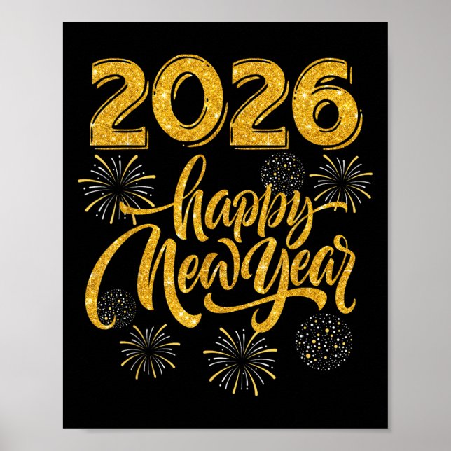 Poster New Years Eve Party Supplies 2026 Happy New Year F (Frente)