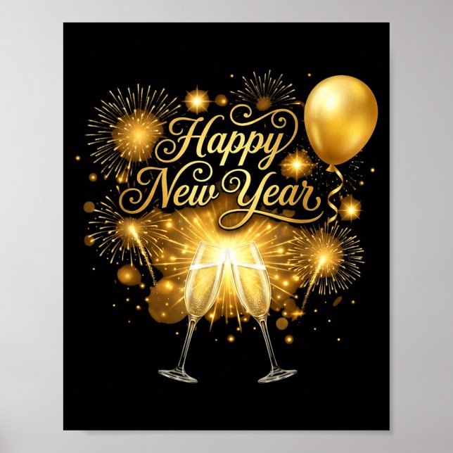Poster New Years Eve Party Supplies 2026 Happy New Year F (Frente)