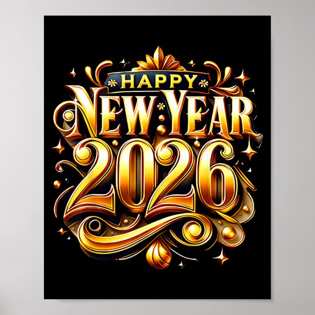 Poster New Years Eve Party Supplies 2026 Happy New Year F (Frente)
