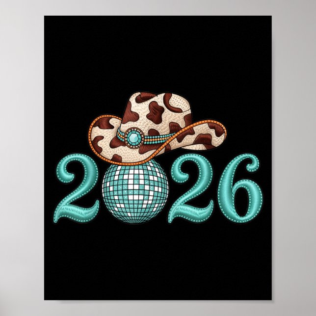 Poster New Years Eve Party Supplies 2026 Western Nk Cowgi (Frente)