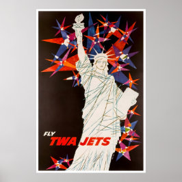 Poster New York Art Statue Of Liberty Print TWA Travel