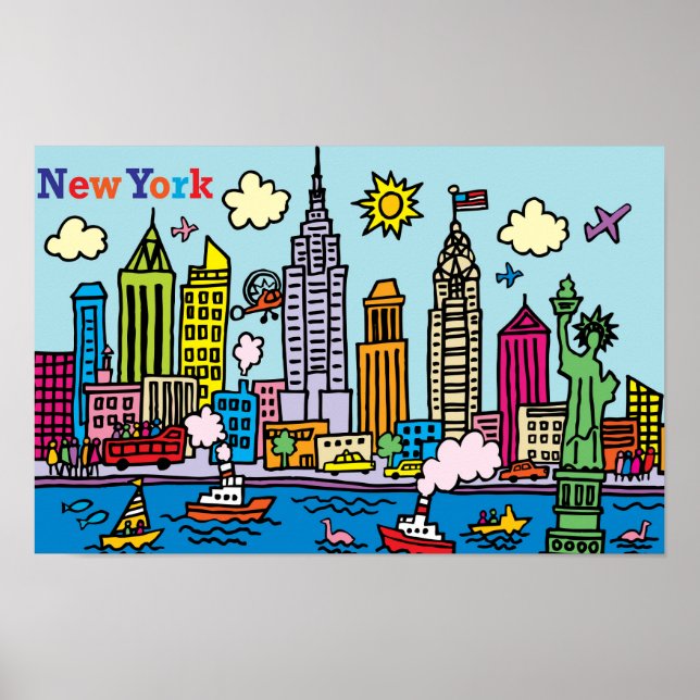 Poster New York Cartoon Sighsee Building (Frente)