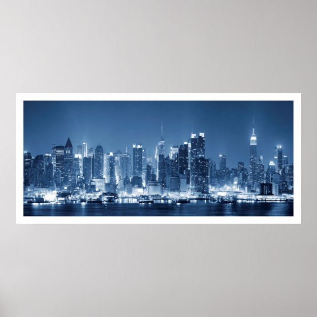 Poster New-York City Manhattan Night Skyline View (Frente)