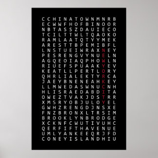 Poster New York City word search