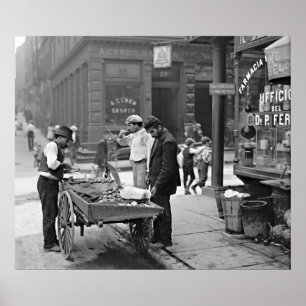 Pôster New York Clam Seller na Mulberry Bend 1900