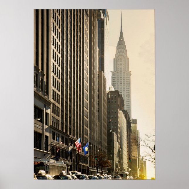 Poster New York, E 42 Rua e Chrysler Building (Frente)